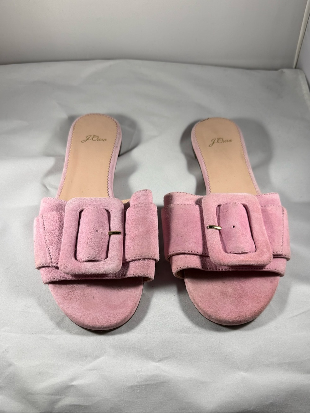 J. Crew Pink Suede Buckle Slide Mules